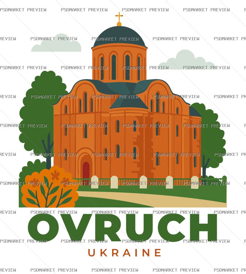 Ovruch Ukraine Vector Print — PSD template preview