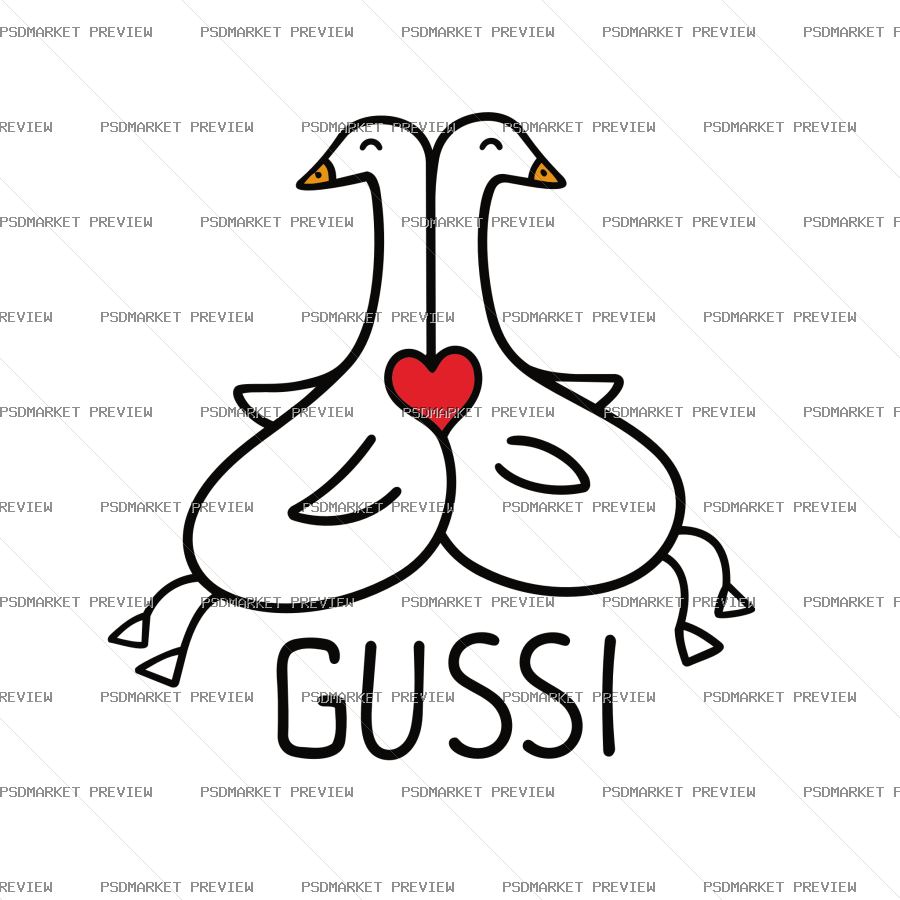 Geese Heart Vector Print — PSD template preview