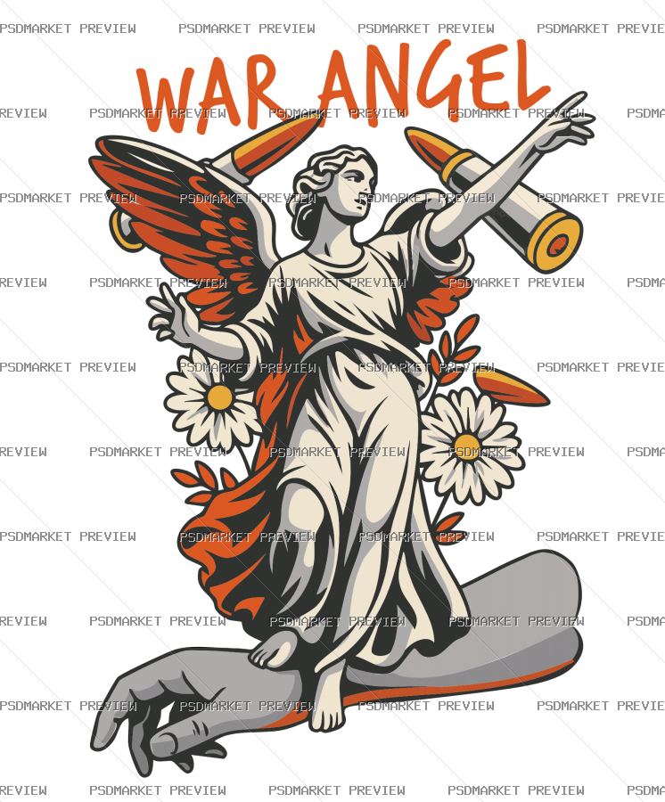 War Angel Print Design – AI File — PSD template preview