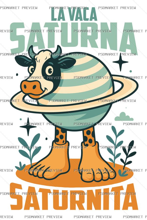 La Vaca Saturna Vector Print — PSD template preview