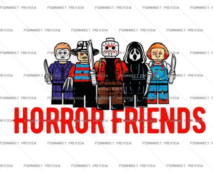 Horror Friends Character Vector Print — PSD template preview