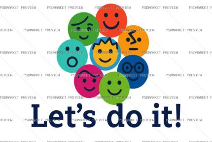 Let’s Do It Smiley Vector Print — PSD template preview
