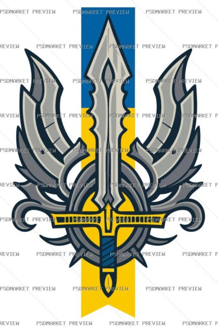 Wings Sword Freedom Vector Print — PSD template preview