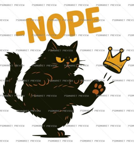 Nope Black Cat Vector Print — print design preview