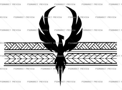 Phoenix Ornament Illustration Vector Print — PSD template preview