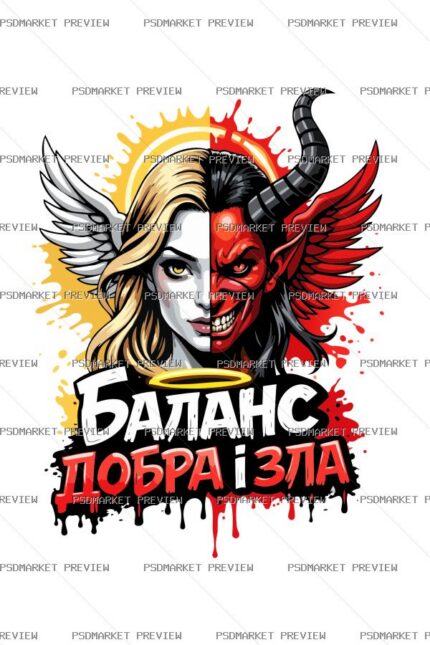 Balance of Good and Evil Vector Print — PSD template preview