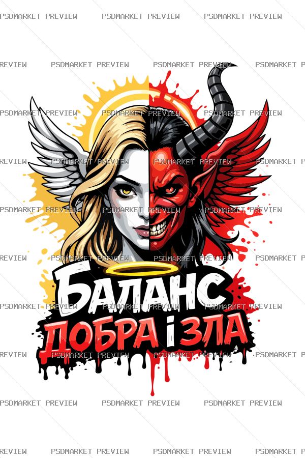 Balance of Good and Evil Vector Print — PSD template preview