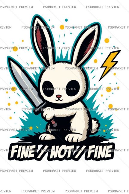 Fine Motazine Bunny Vector Print — PSD template preview
