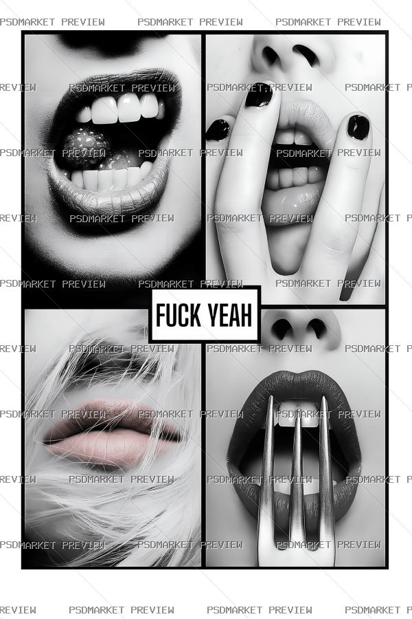 Provocative Art Collage Vector Print — PSD template preview