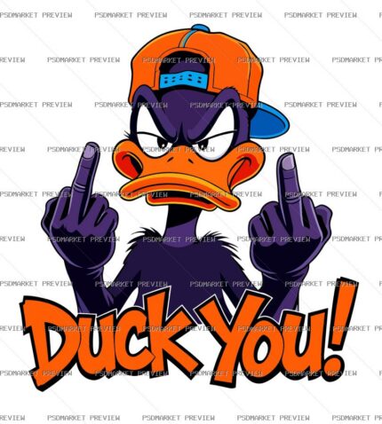 Duck You! Funny Duck Print Design – AI File — PSD template preview