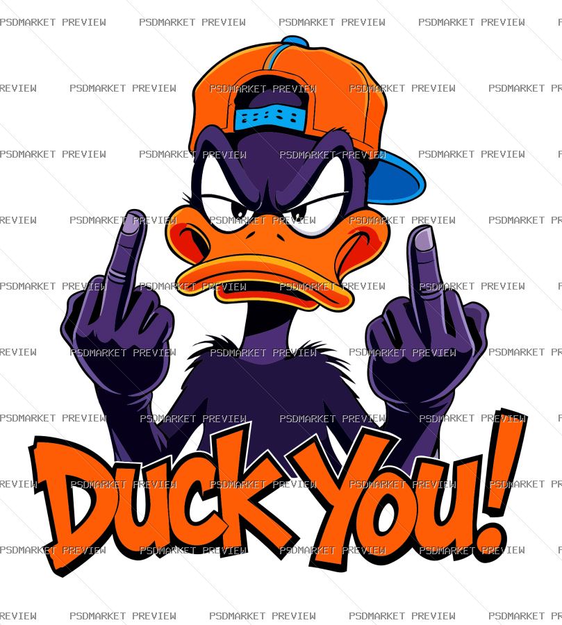 Duck You! Funny Duck Print Design – AI File — PSD template preview