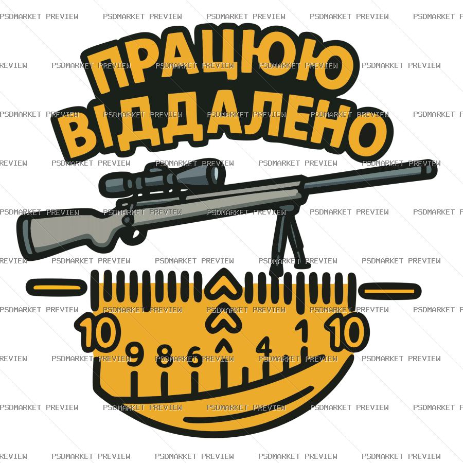 Remote Work Sniper Vector Print — PSD template preview