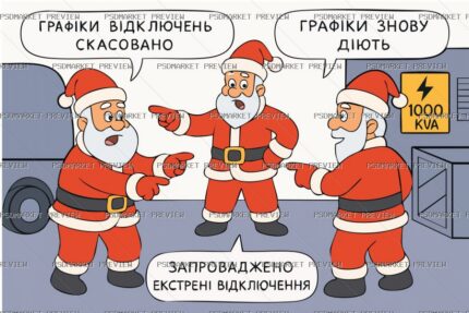 Power Outage Schedules Santa Vector Print — PSD template preview