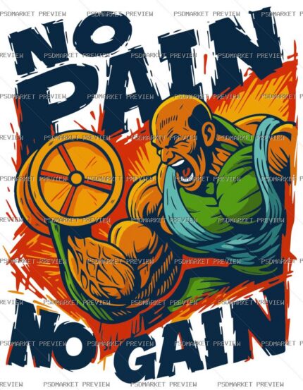 No Pain No Gain Vector Print Design 38932 — print design preview