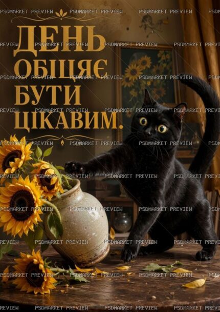 Interesting Day Cat Print — PSD template preview