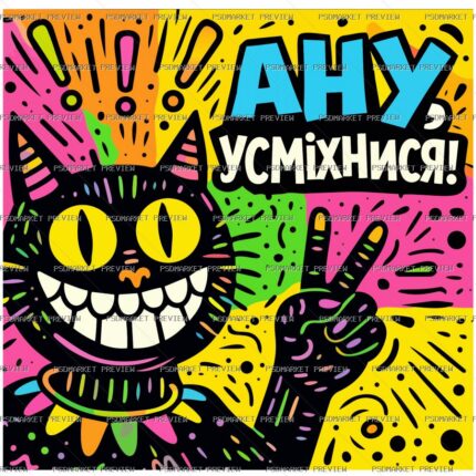 Ukrainian Smile Cat Print – AI File protected preview