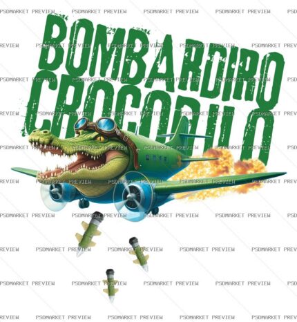Bombardiro Crocodilo Meme Print Design – AI File protected preview