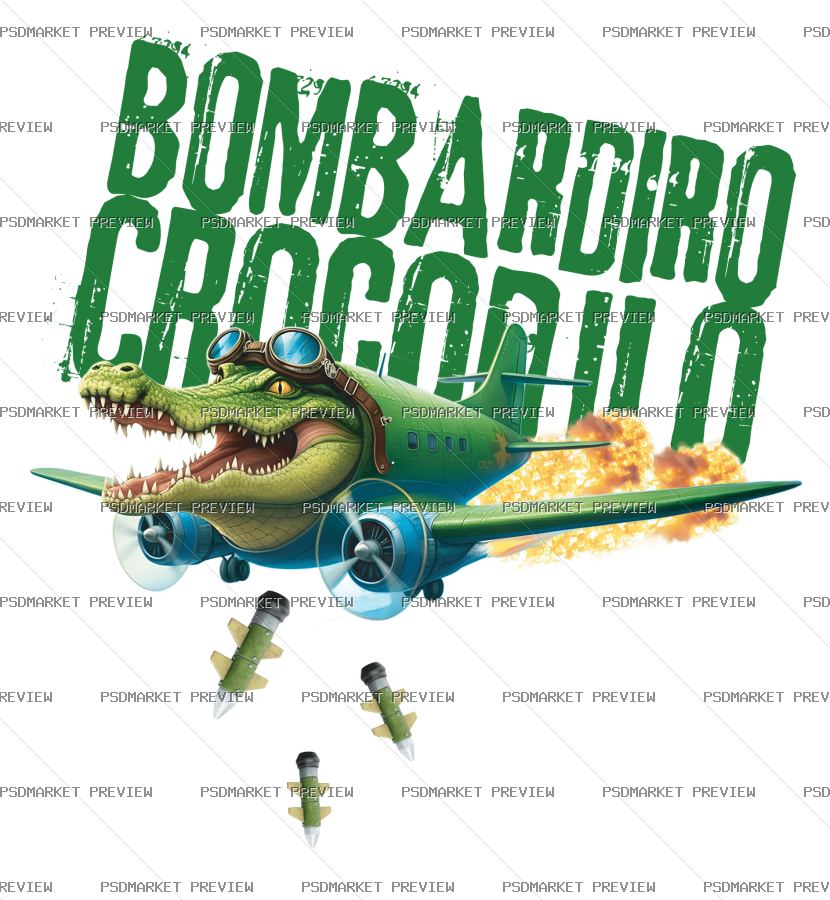 Bombardiro Crocodilo Meme Print Design – AI File — PSD template preview
