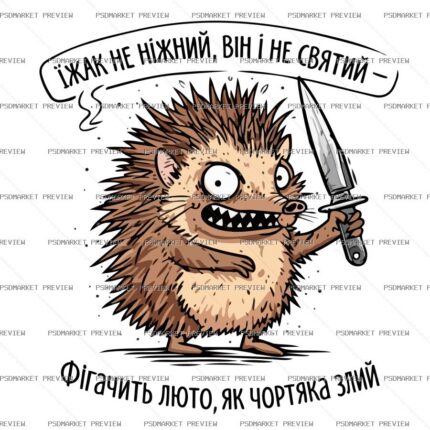 Hedgehog Not Gentle Vector Print protected preview