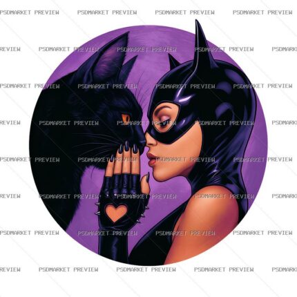 Woman and Cat Portrait Print Design 39817 — print design preview