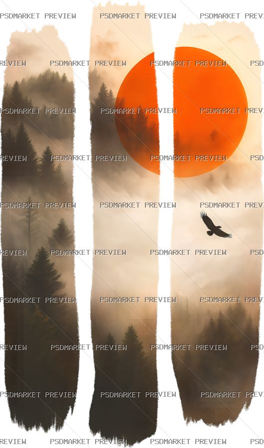 Minimal Sunset Landscape Print – PNG — PSD template preview
