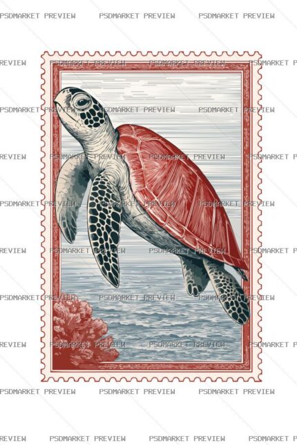 Sea Turtle Vintage Vector Print — print design preview