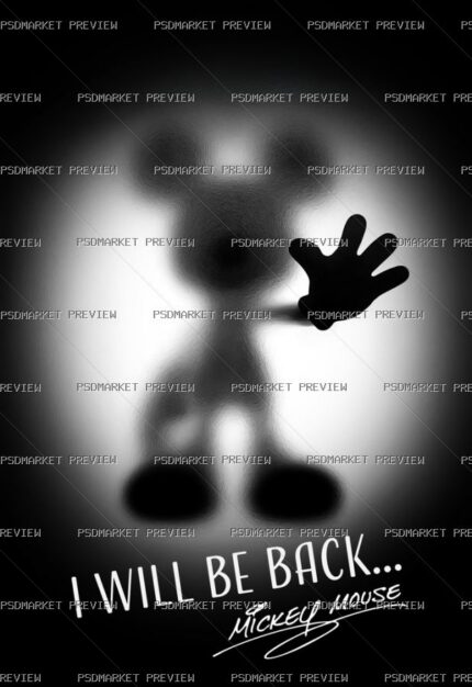 I Will Be Back Mouse Silhouette Layered Design — PSD template preview