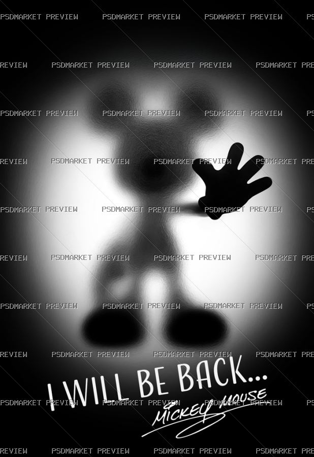 I Will Be Back Mouse Silhouette Layered Design — PSD template preview