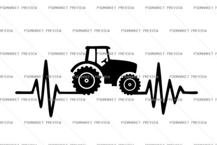 tractor heartbeat Vector Print — PSD template preview