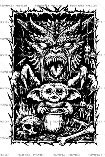 Dark Demon Art Vector Print protected preview