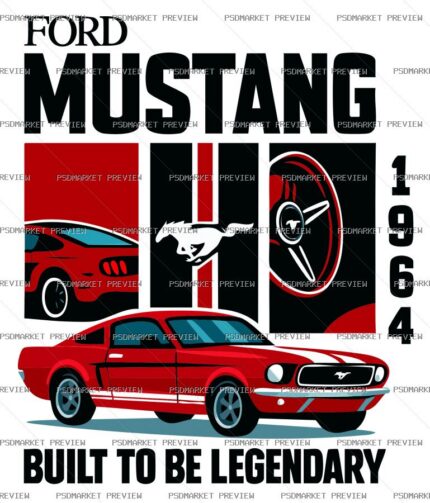 Ford Mustang 1964 Vector Print — print design preview