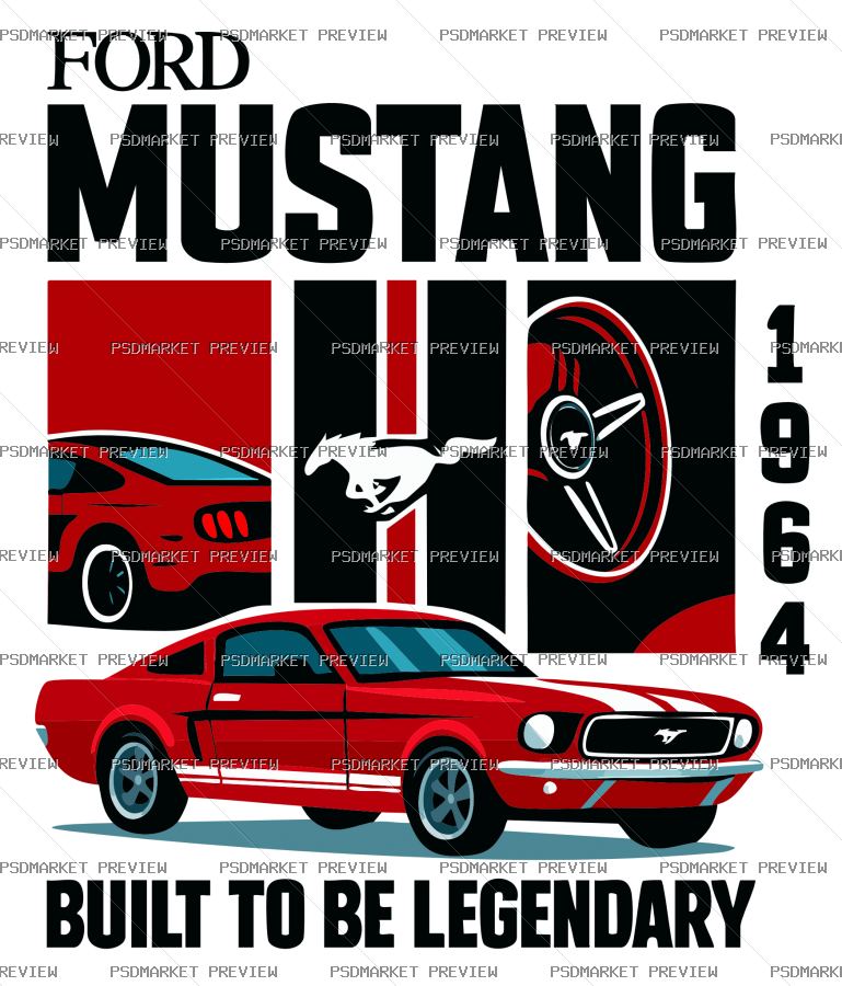 Ford Mustang 1964 Vector Print — print design preview