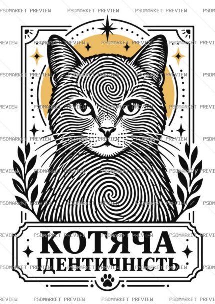 Cat Identity Vector Print — PSD template preview