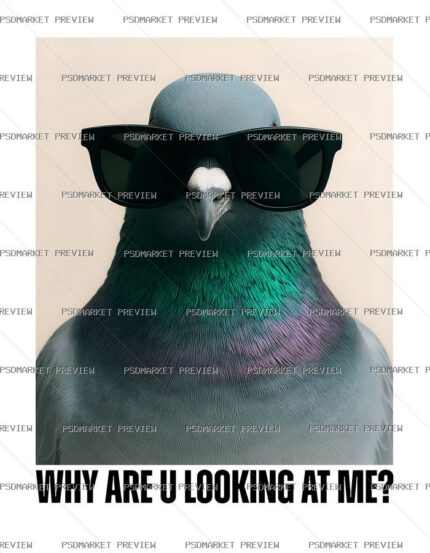Why Are You Looking at Me Pigeon Vector Print — PSD template preview