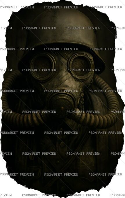 Gas Mask Dark Illustration Print – PNG — PSD template preview