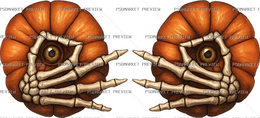 Skeleton Seashell Hands Illustration Print – PNG — PSD template preview