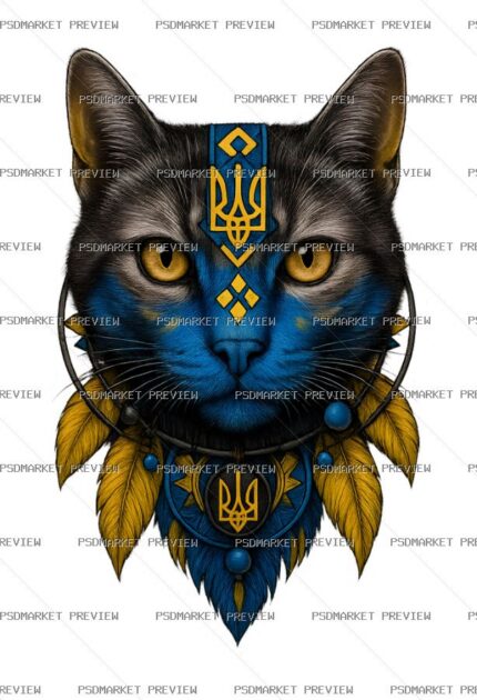 Ukrainian Patriot Cat Print protected preview