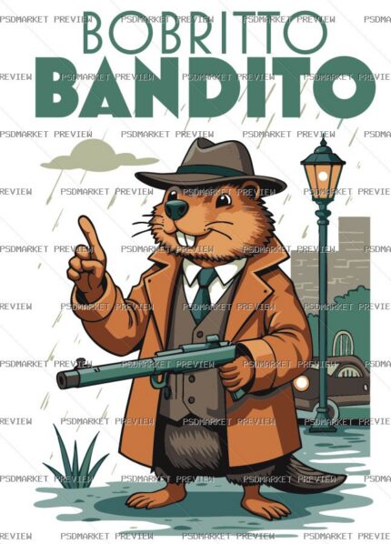 Bobritto Bandito Vector Print — PSD template preview