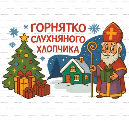 Saint Nicholas Winter Gifts Tree PSD Print protected preview