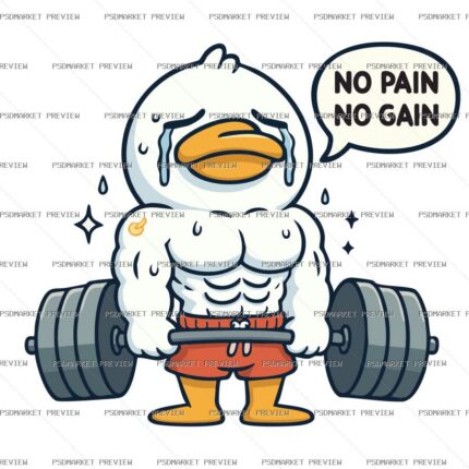 No Pain No Gain Gym Duck Print Design – AI File protected preview