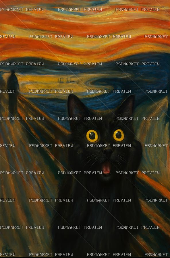 Screaming Cat Painting Print — print design preview