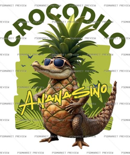 Crocodillo Ananasinno Print Design – AI File — PSD template preview