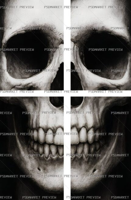 Skull X Ray Grid Print — print design preview