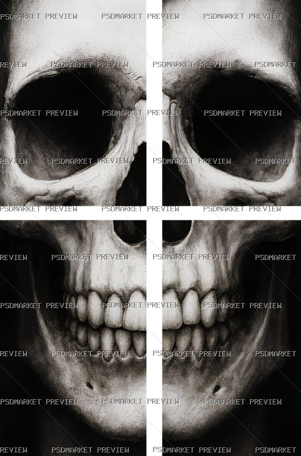 Skull X Ray Grid Print — PSD template preview