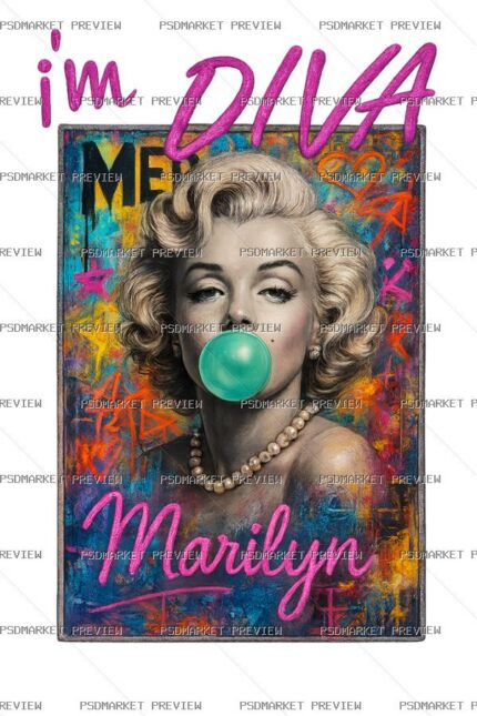 Diva Marilyn Pop Art Print – PNG — PSD template preview
