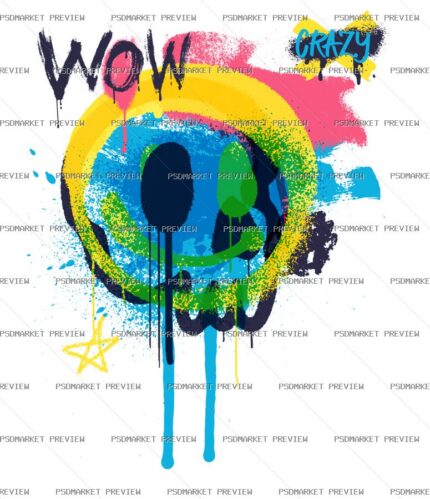 Colorful Pop Art Smile Vector Print — print design preview