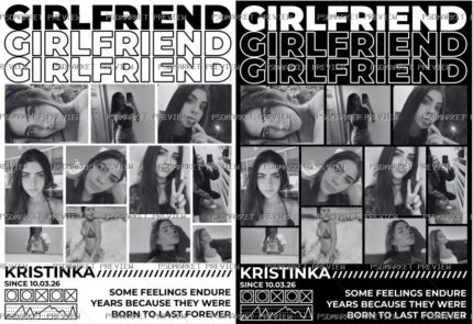 Girlfriend Collage Vector Print — PSD template preview
