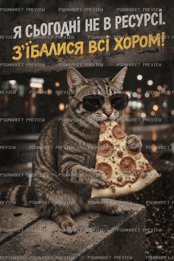 Ukrainian “НЕ В РЕСУРСІ” Cat Print – JPG — PSD template preview