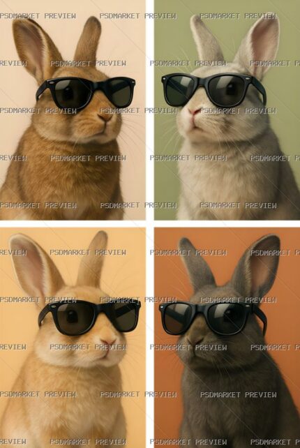 Cool Sunglasses Animals Print — PSD template preview