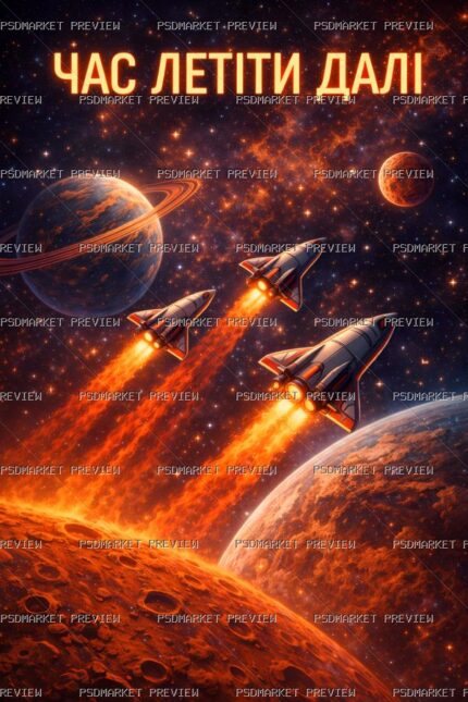 Ukrainian Time to Fly Further Space Print – PNG — PSD template preview